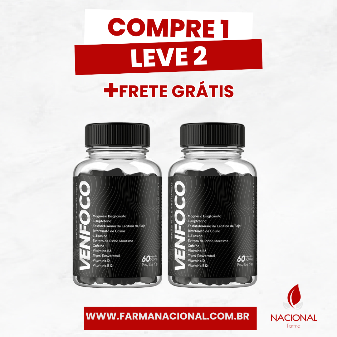 Venfoco – Clareza Mental e Concentração Máxima - Compre 1 Leve 2 + Frete Grátis