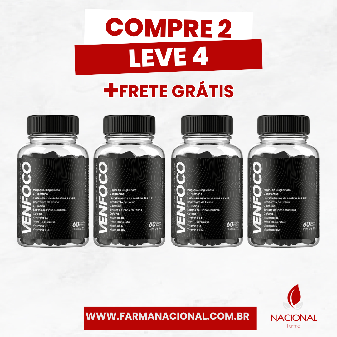 Venfoco – Clareza Mental e Concentração Máxima - Compre 1 Leve 2 + Frete Grátis